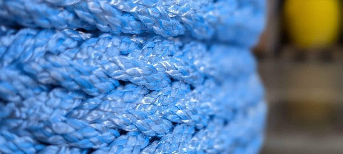 Synthetic hollowbraid protective sleeve during manufacturing for advanced rope abrasion protection